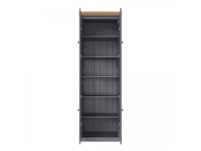 Estante Biblioteca 220 cm com quatro portas feita em Madeira Maciça na cor cinza com cera| Coleção Biblioteca